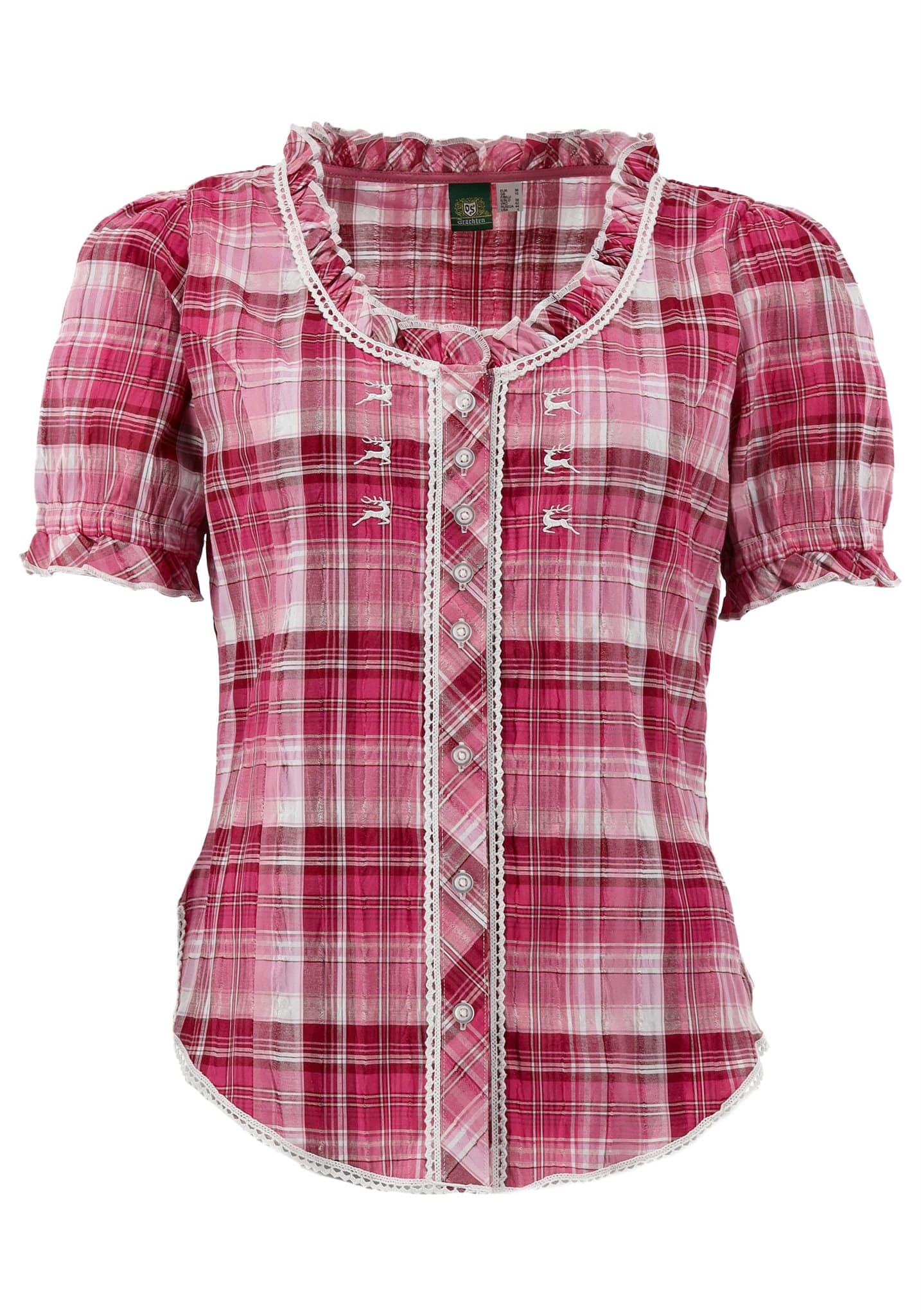 Trachtenblouse geruit roze